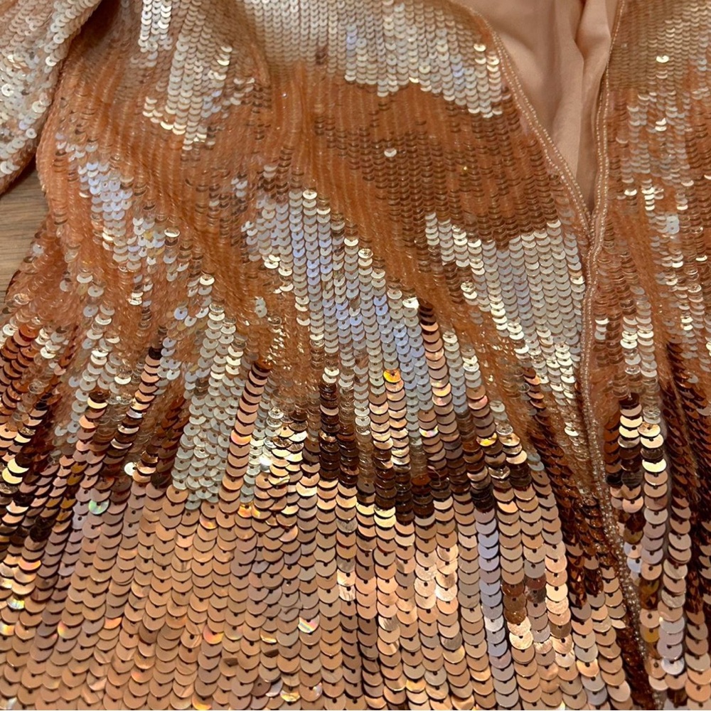 Parker Rose Gold Sequin Bomber Jacket View 2